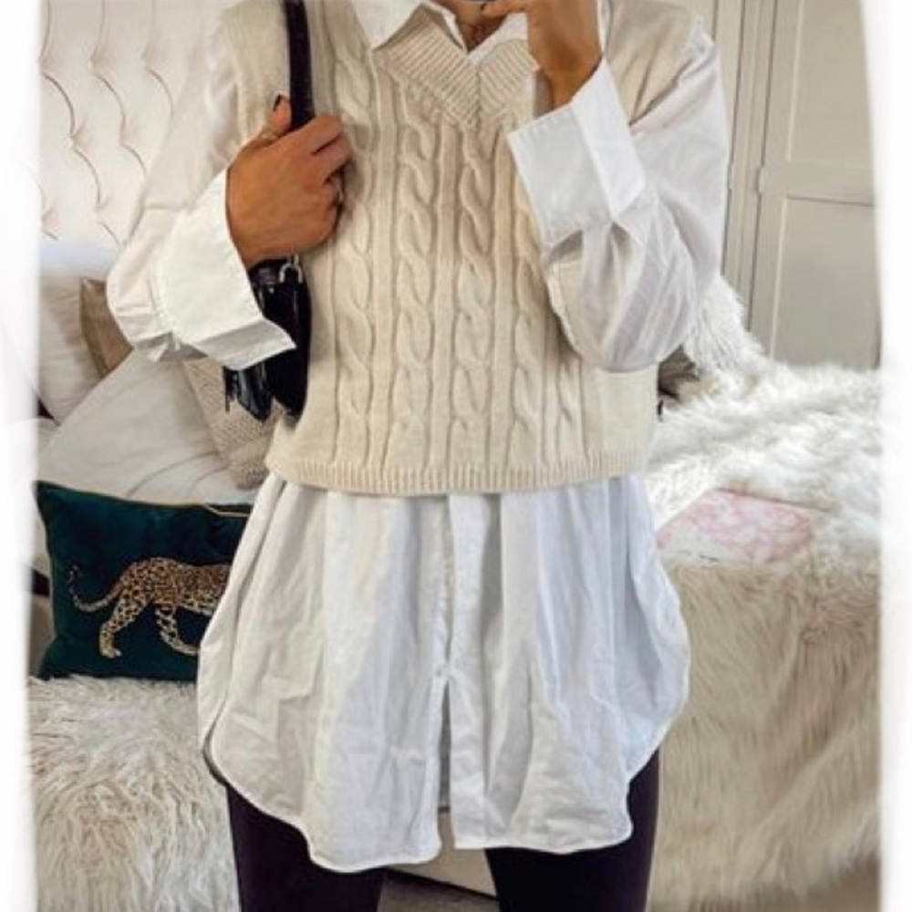 Vintage Sweater Vest Women's Medium Chunky Cardigan Wool blend